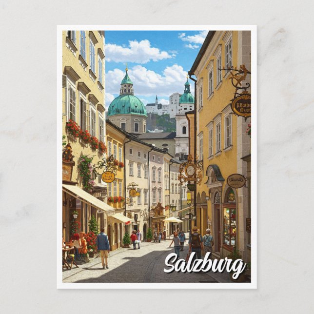 Street in Salzburg Austria Travel Postcard (Front)