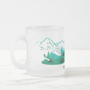 Street in the mountains. frosted glass coffee mug