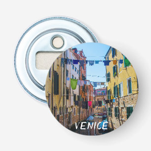 Street in Venice with laundry washed clothes Italy Bottle Opener
