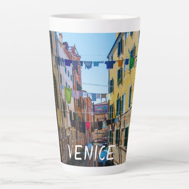 Street in Venice with laundry washed clothes Italy Latte Mug (Front)