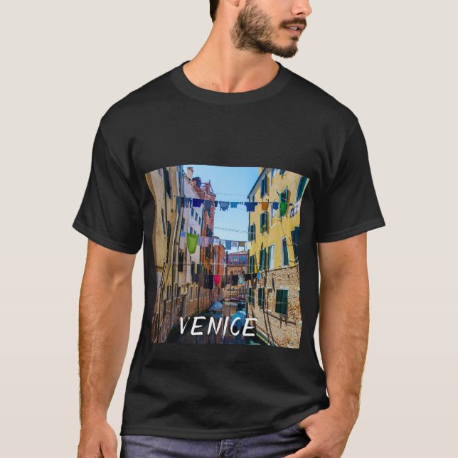 Street in Venice with laundry washed clothes Italy T-Shirt (Front)