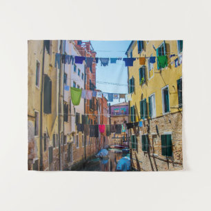 Street in Venice with laundry washed clothes Italy Tapestry