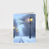 Street Lamps Glowing Winter Wonderland.