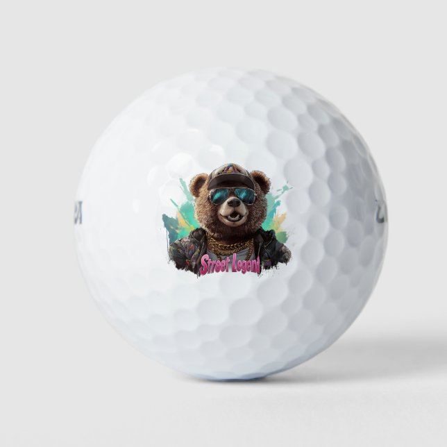 Street Legend Bear - Cool Graphic Design Golf Balls (Front)