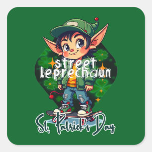 Street Leprechaun St Patrick’s Day - Autocolante Square Sticker