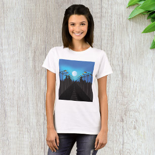 Street Lights And Moon T-Shirt
