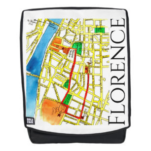Street Map Florence Italy colourful and hand drawn Backpack