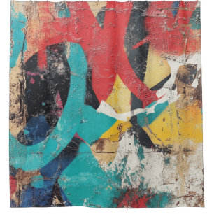 Street Mural with Layered Drips & Urban Color (3) Shower Curtain