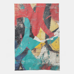 Street Mural with Layered Drips & Urban Color (3) Tea Towel