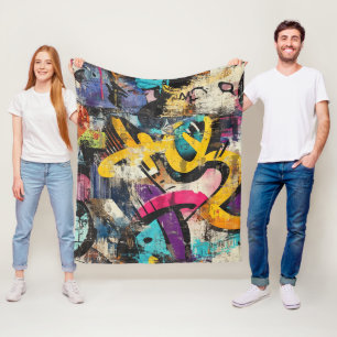 Street Mural with Layered Drips & Urban Color (5) Fleece Blanket