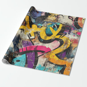 Street Mural with Layered Drips & Urban Color (5) Wrapping Paper