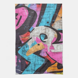 Street Mural with Layered Drips & Urban Colour (2) Tea Towel