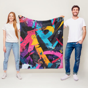 Street Mural with Layered Drips & Urban Colour Fleece Blanket