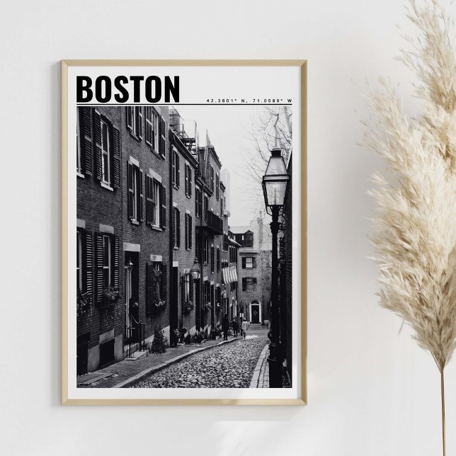 Street of Boston Black and White Photography Poster (Creator Uploaded)