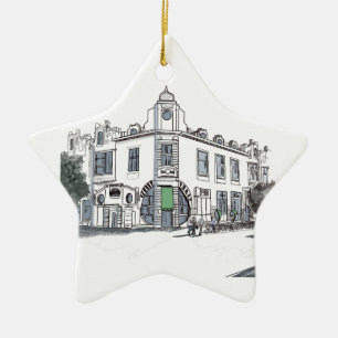 street of the old town ceramic tree decoration