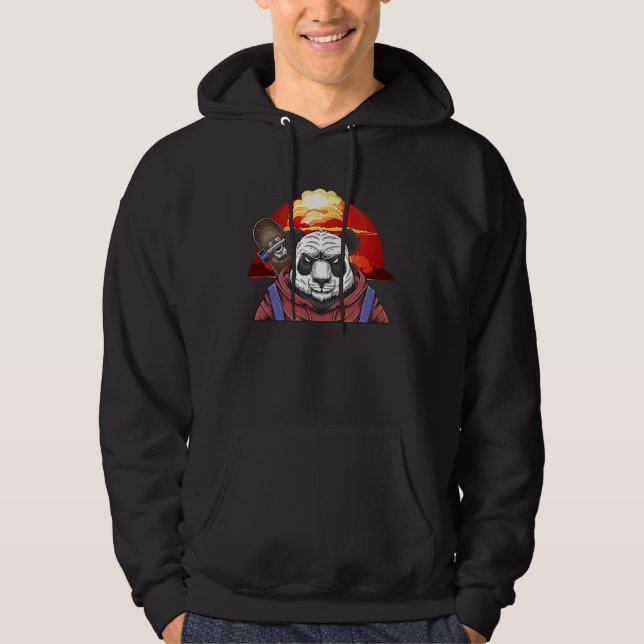 Street Panda in outdoor sports skateboard Hoodie (Front)
