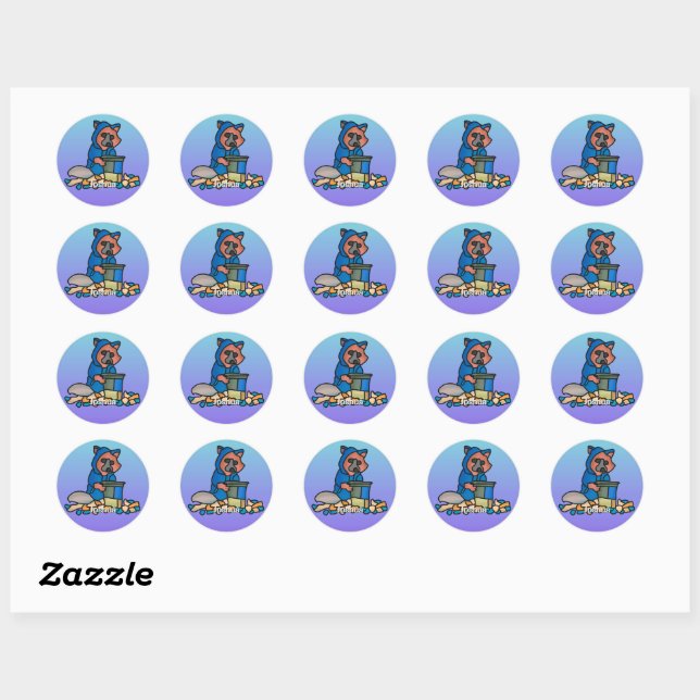 Street Racoon Exploring Through A Trash Can | Fun Classic Round Sticker (Sheet)