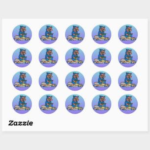 Street Racoon Exploring Through A Trash Can Fun Classic Round Sticker