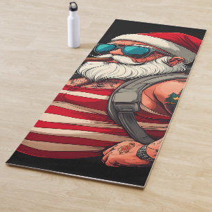 Street Rebel Tattooed Christmas Santa Claus Yoga Mat