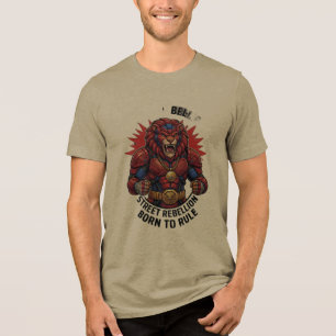 Street Rebellion Lion Armour Graphic Men's T-Shirt Tri-Blend Shirt
