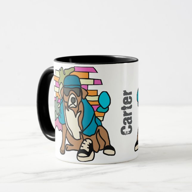 Street Retro Dog, Cap and Sneakers | Funny Mug (Front Left)