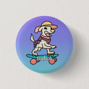 Street Retro Dog on Skateboard   Funny 3 Cm Round Badge