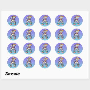 Street Retro Dog on Skateboard Funny Classic Round Sticker