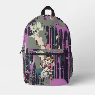 Street Retro Dog on Skateboard Funny Printed Backpack