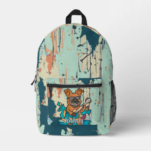 Street Retro Dog with Guitar Funny Printed Backpack