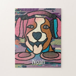 Street Retro Dog with Headphones   Funny Jigsaw Puzzle
