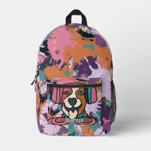 Street Retro Dog with Headphones Funny Printed Backpack