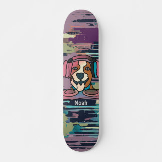 Street Retro Dog with Headphones | Funny Skateboard