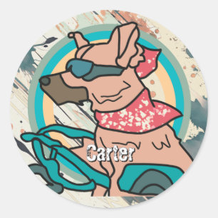 Street Retro Dog with Sunglasses Funny Classic Round Sticker