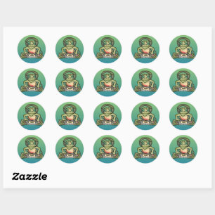 Street Retro Frog with Headphones Funny Classic Round Sticker