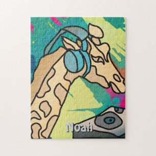 Street Retro Giraffe with Headphones  Jigsaw Puzzle