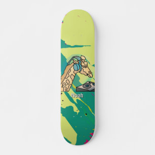 Street Retro Giraffe with Headphones Skateboard
