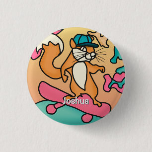 Street Retro Squirrel on Skateboard Funny 3 Cm Round Badge