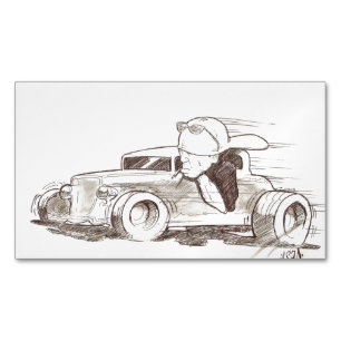 Street Rod & Bighead Driver Chuck Vest Art on a Magnetic Business Card