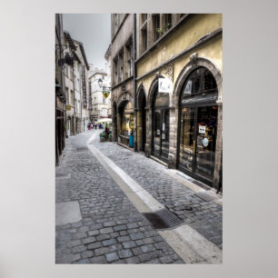 Street Scene In Old Town, France Poster