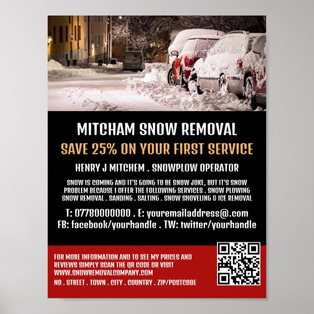 Street Scene, Snow Removal Company Advertising Poster (Front)