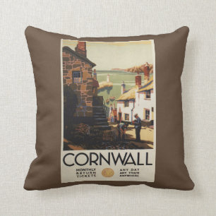Street Scene with Two Men Working Railway Cushion