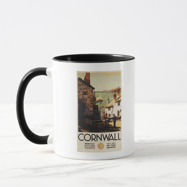 Street Scene with Two Men Working Railway Mug (Left)