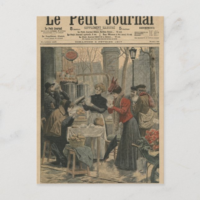 Street scenes of Paris breakfast in open air Postcard (Front)