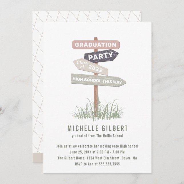 Street Sign 8th Grade Gradution Party Invitation (Front/Back)