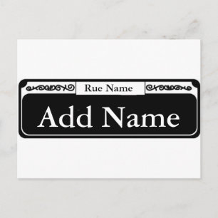 Street Sign Blank, Add Name, Rue Name Postcard