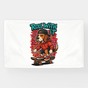 Street Style Beagle Skateboarding Graffiti Art Banner