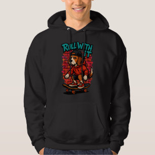 Street Style Beagle Skateboarding Graffiti Art Hoodie
