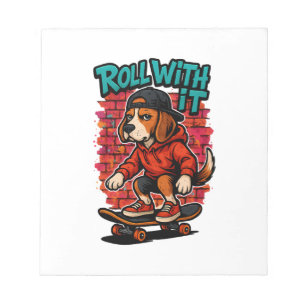 Street Style Beagle Skateboarding Graffiti Art Notepad