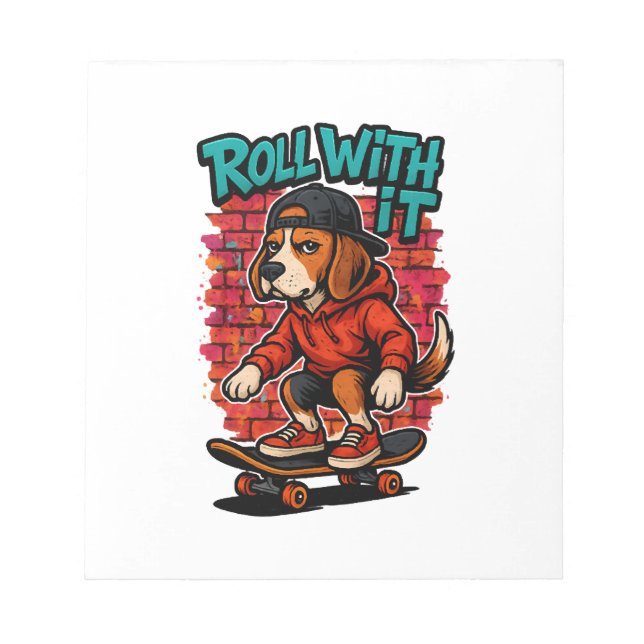 Street Style Beagle Skateboarding Graffiti Art Notepad (Front)