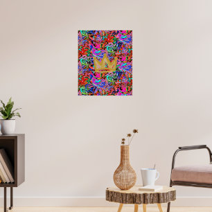 Street style graffiti with gold crown poster